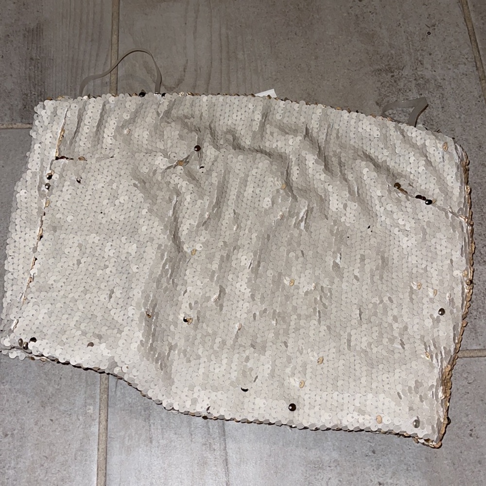 BRAND NEW NEVER WORN W TAG SEQUIN CREAM TUBE TOP